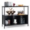 Costway Buffet Sideboard Kitchen Storage Cabinet Open Shelf w/ 3 Compartments Black\Rustic